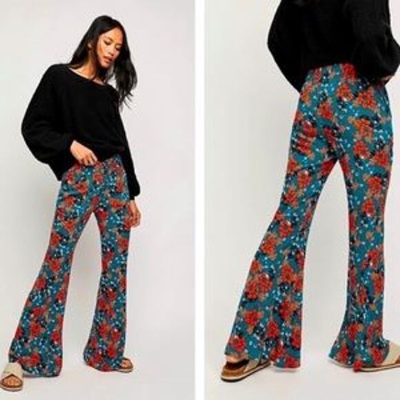 NEW Free People Can't Take My Eyes Off You Floral Flare Leg Pants Size XS - Picture 1 of 7